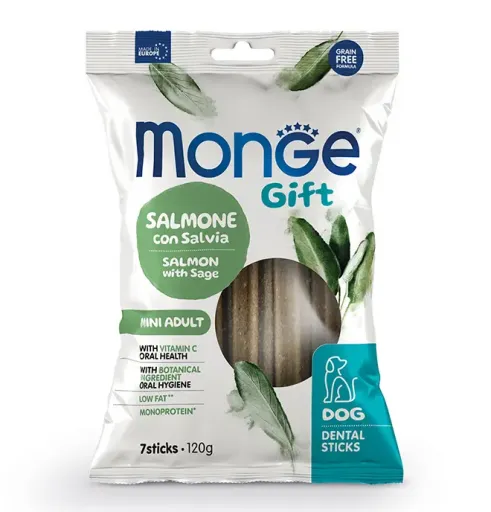 MONGE GIFT Snacks Gift Minis Dental Salm&oacute;n y Salvia para Perros
