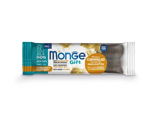 MONGE GIFT Snacks Gift Meat Bars Immunity Support Conejo Con Nucle&oacute;citos para Perros
