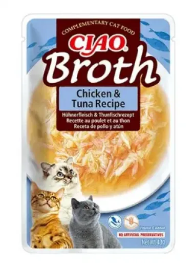 CHURU Comida H&uacute;meda Ciao Broth Receta Pollo Y Atun para Gatos