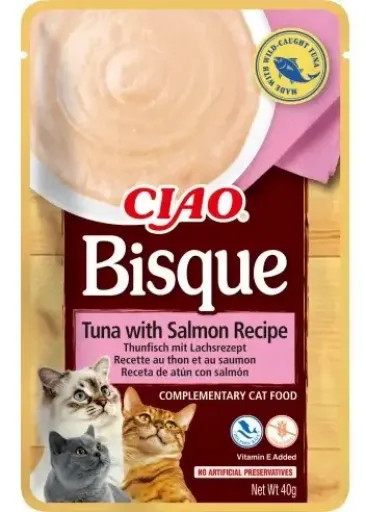 CHURU Comida H&uacute;meda Ciao Bisque Receta Atun Y Salmon para Gatos