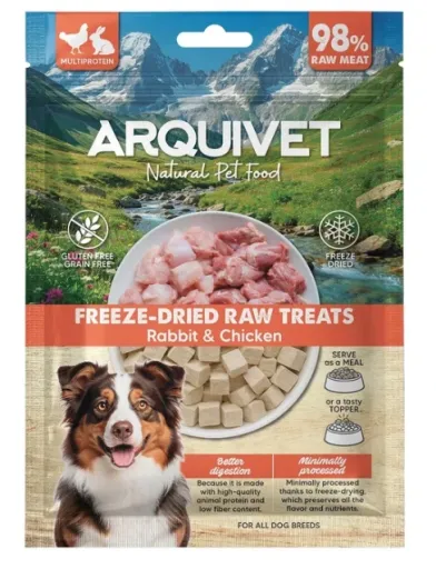 Arquivet Gevriesdroogde Snack Freeze Dried Raw Met Blokjes Konijn En