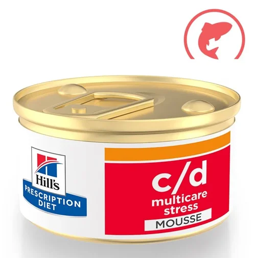 Hill's Natvoer Prescription Diet c/d Multicare Stress Zalm Mousse voor Katten 85 gr